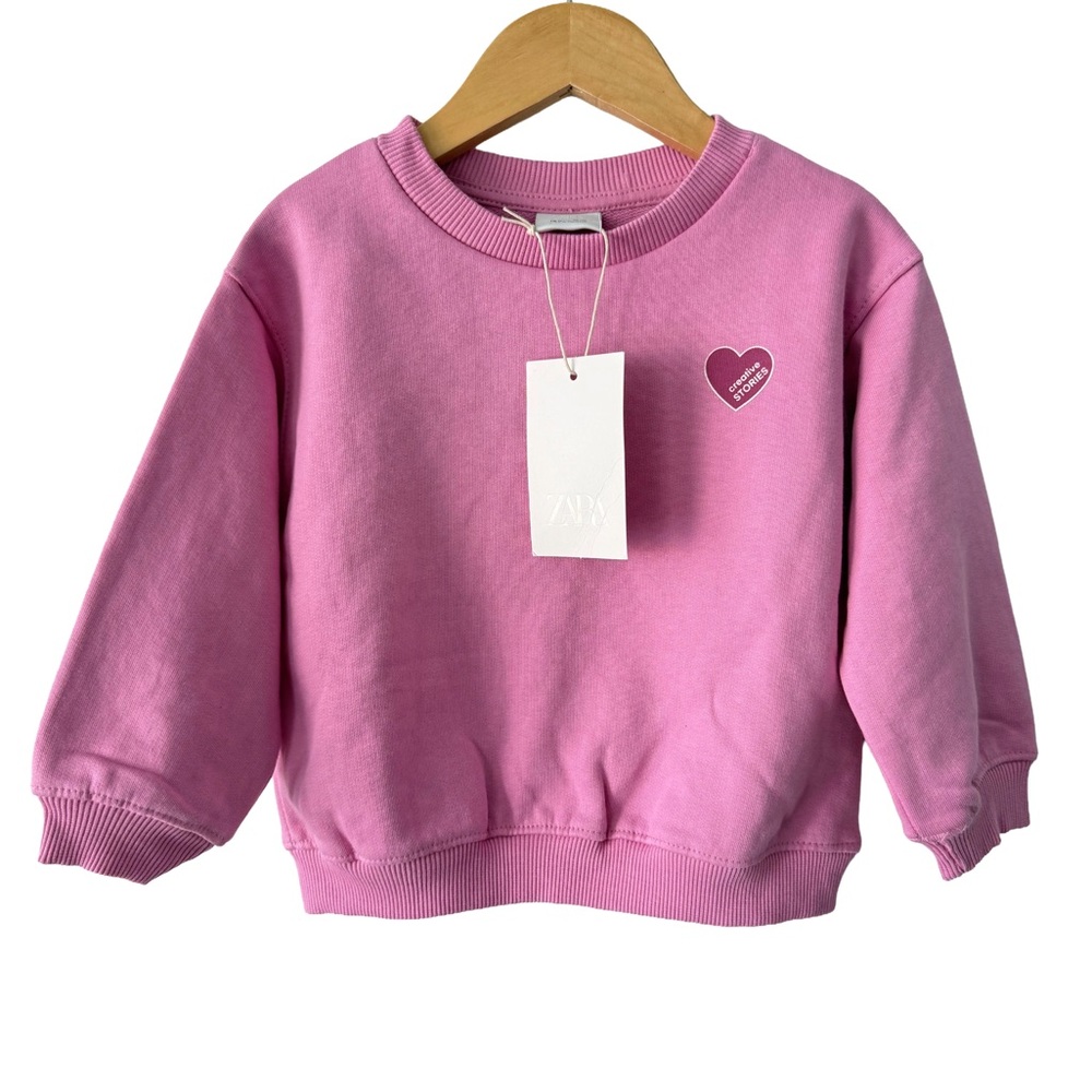 Zara Heart Patch Pink Kids Sweatshirt
